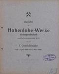 Bericht der Hohenlohe-Werke Aktiengesellschaft zu Hohenlohehütte O.-S.
