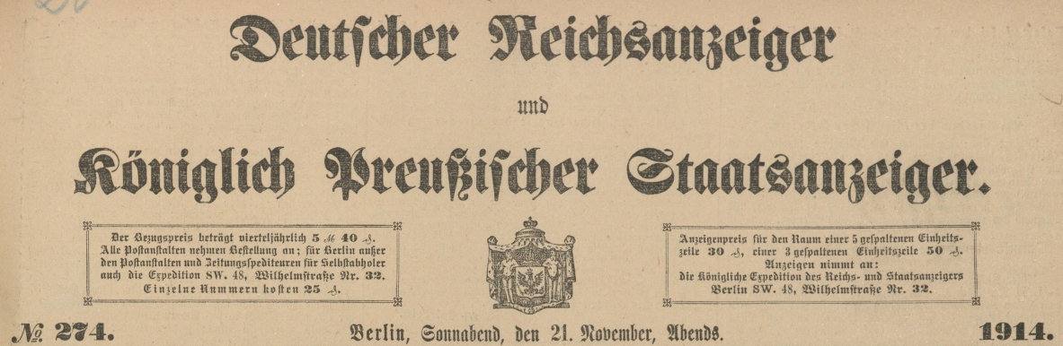 Vorschaubild Reichsanzeiger und seine Vorgängerzeitungen