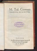 M. Tul. Ciceronis Paradoxa, ad M. Brutum