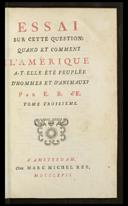 [Essai sur cette question: Quand et comment l'Amérique a-t-elle été peuplée d'hommes et d'animaux?]