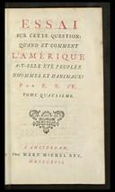 [Essai sur cette question: Quand et comment l'Amérique a-t-elle été peuplée d'hommes et d'animaux?]