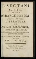 L. Sectani ... De tota Graeculorum hujus aetatis literatura ad Gajum Salmorium sermones quatuor