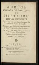 [A Abrégé chronologique ou histoire des découvertes faites par les Européens dans les différentes parties du monde]