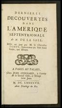 Dernières découvertes dans l'Amérique septentrionale de M. de LaSale