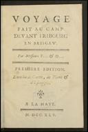 Voyage fait au camp devant Fribourg en Brisgaw
